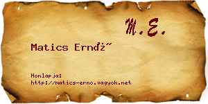 Matics Ernő névjegykártya