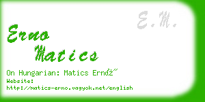 erno matics business card
